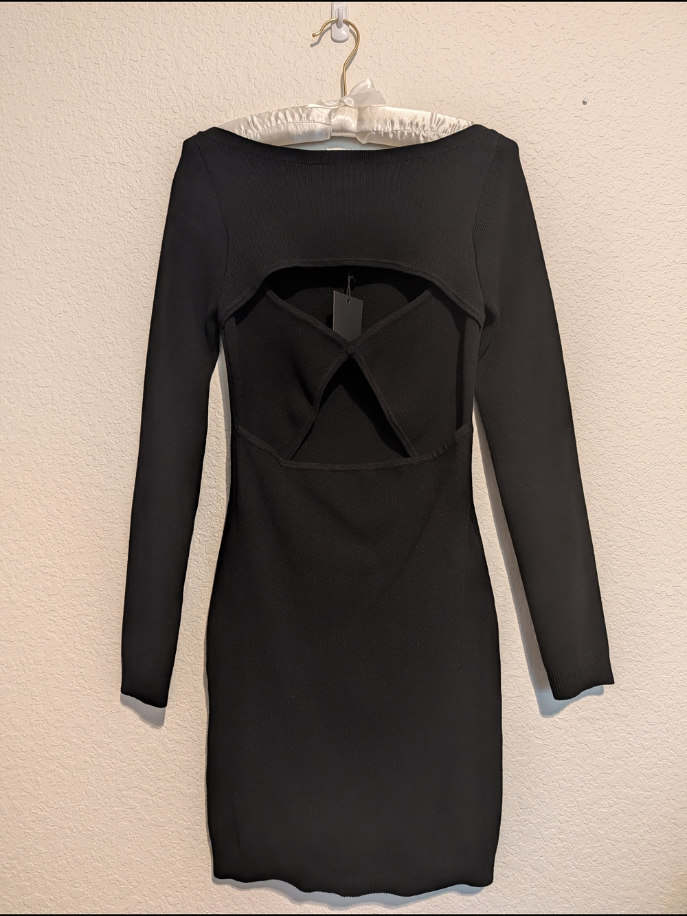 NBD Black Long-Sleeve Front Cutout Mini Dress
